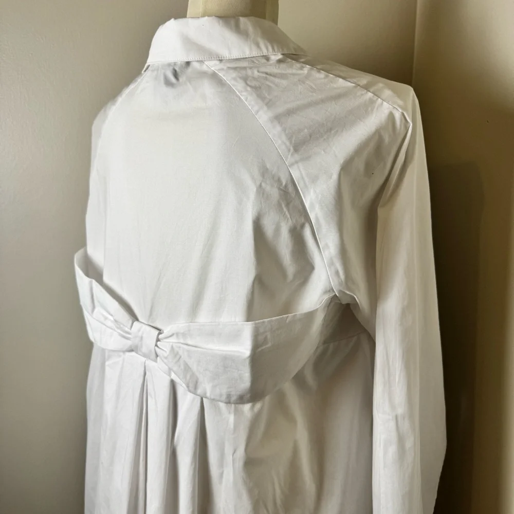 RAVEL Bow Back 100% Cotton Button Front Dress Shirt WHITE / MEDIUM - Picture 11 of 14